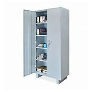 Teal Almirah Steel shelving cabinet with partial wardrobe