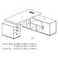 Featherlite Executive Table with One side pedestal unit and E.R.U