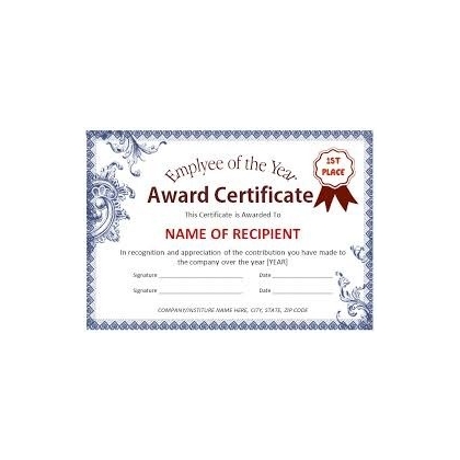 AWARD CERTIFICATE